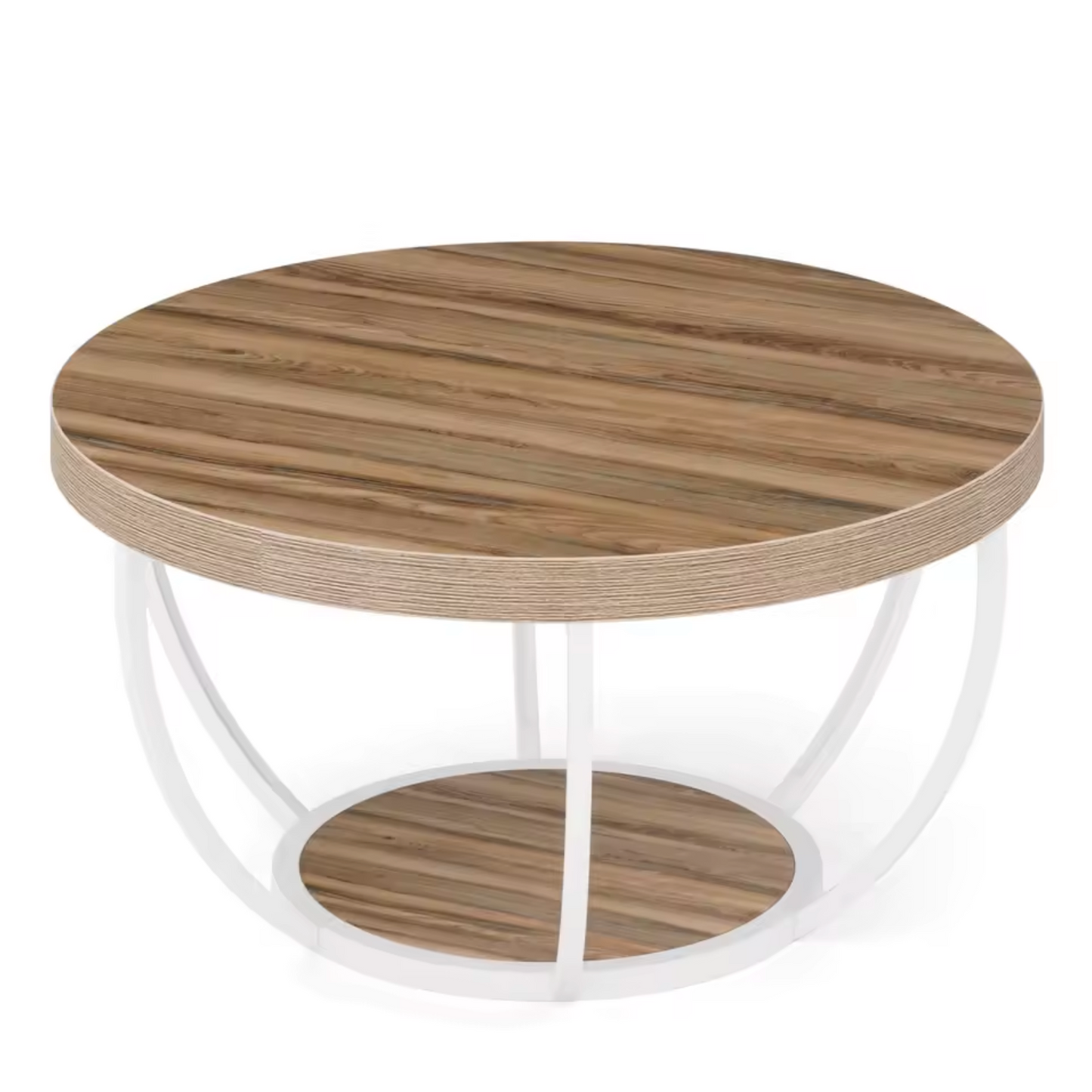Ronde Salontafel - Furnivo - 2-Lagen Design - Industriële Metalen Frame