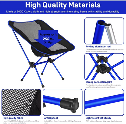 Campingstoel - FlexiSeat - Lichtgewicht Vouwbaar - Compact Comfort