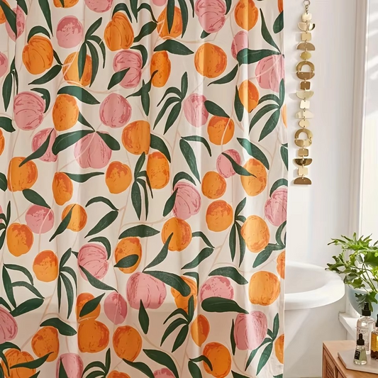 Douchegordijn - AquaBloom - Levendig Oranje - Badkamerdecoratie