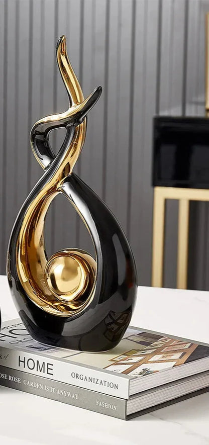 Kunst Sculptuur - LuxeForm - Abstract Ontwerp - Gouden Accenten