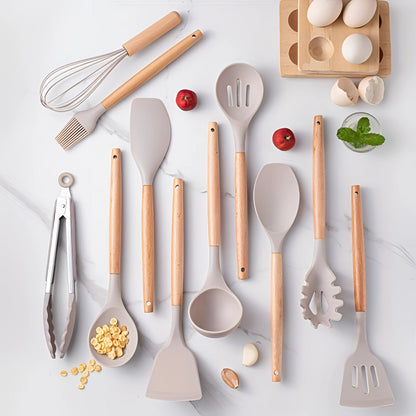 Keukengerei - EcoWare - Siliconen Set - Bamboe Handvatten