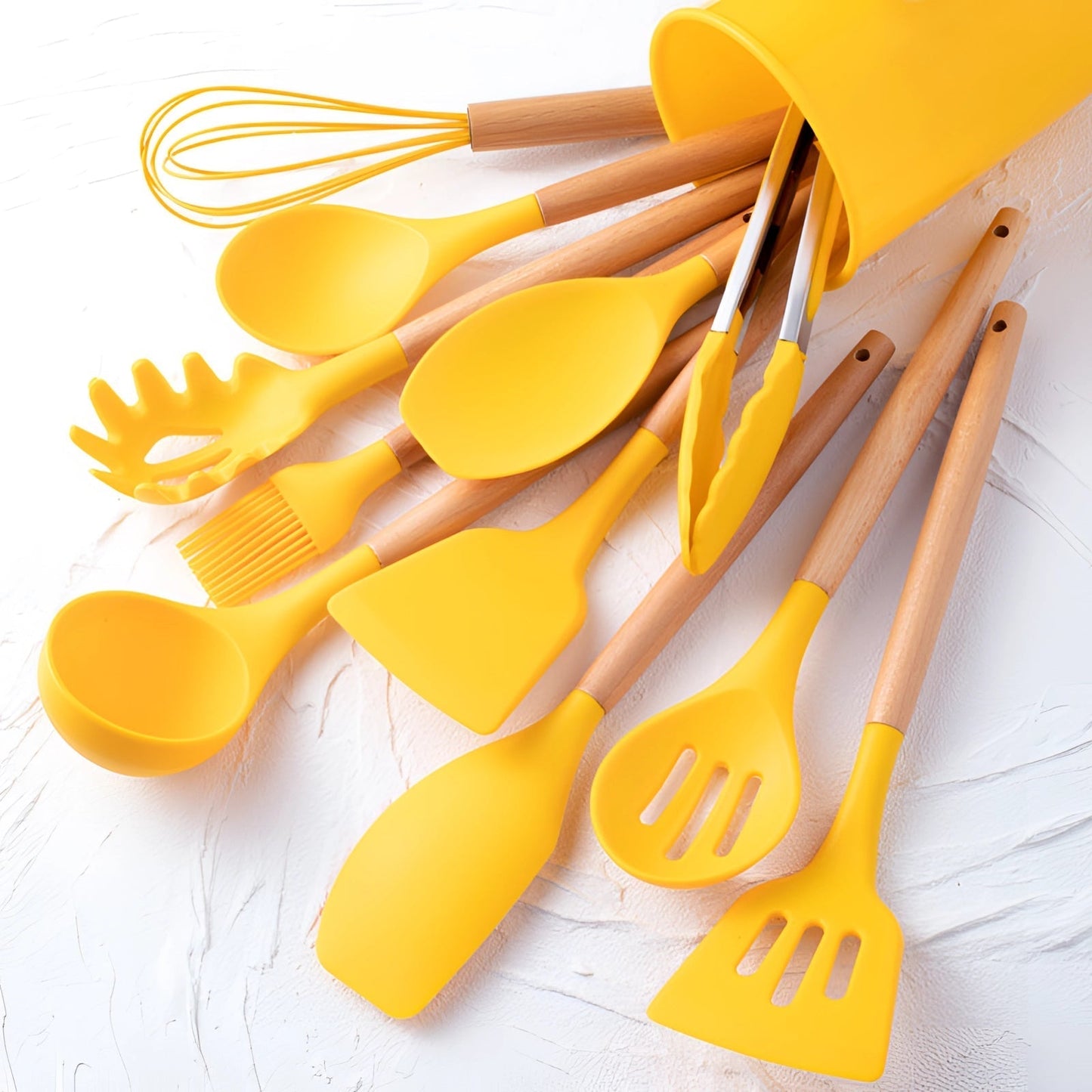 Keukengerei - EcoWare - Siliconen Set - Bamboe Handvatten