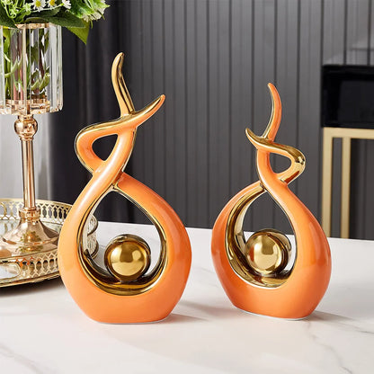 Kunst Sculptuur - LuxeForm - Abstract Ontwerp - Gouden Accenten