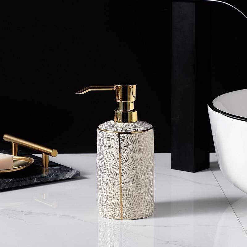 Badkameraccessoires Set - Luxura - Keramische Dispenser - Gouden Details