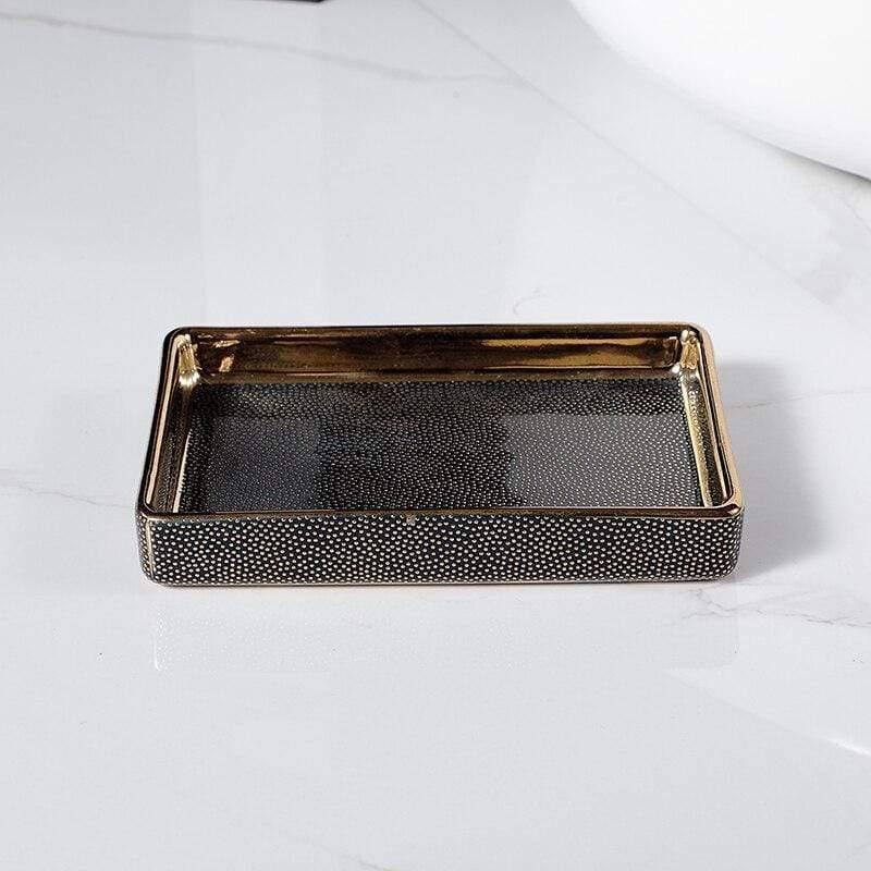 Badkameraccessoires Set - Luxura - Keramische Dispenser - Gouden Details