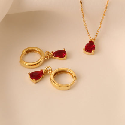 Sieraden Cadeauset - Garnalya - Januari Geboortesteen Bedel - Elegante Granaat Ontwerp