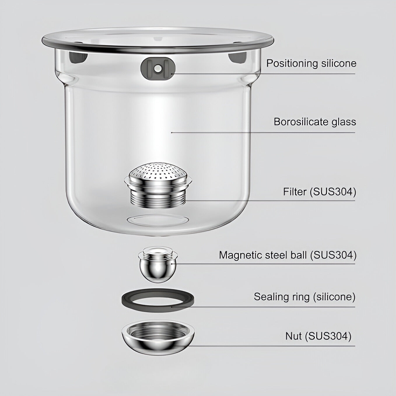 Glazen Theepot - BrewEase - Houten Handvat - Ingebouwde Zeef