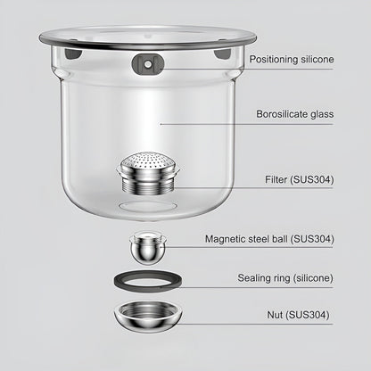 Glazen Theepot - BrewEase - Houten Handvat - Ingebouwde Zeef