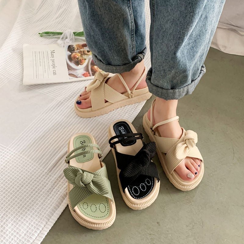 Wedgesandalen - CharmStep - Elegante strikdetail - Zachte bandjes