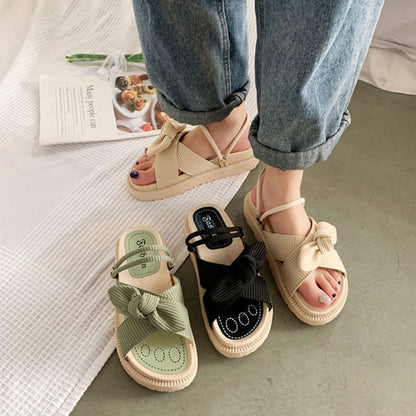 Wedgesandalen - CharmStep - Elegante strikdetail - Zachte bandjes