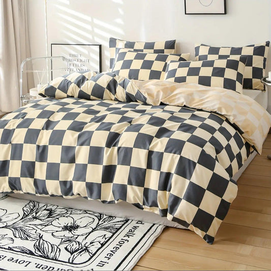 Dekbedovertrek Set - CozyHome - Geruit Patroon - Zacht Comfort