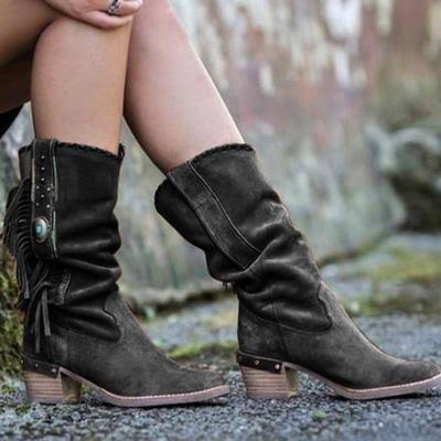 Laarzen - TrendStep - Retro Franjes - Chunky Heel