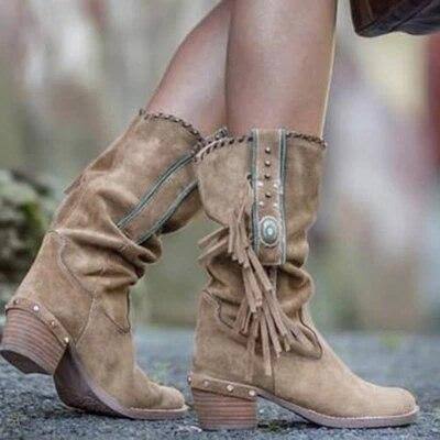 Laarzen - TrendStep - Retro Franjes - Chunky Heel