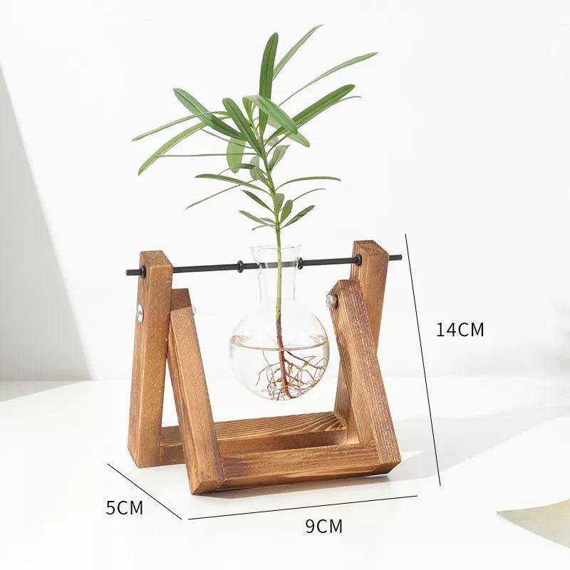 Propagatievaas - GlassNest - Houten Stand - Decoratieve Plantenhouder