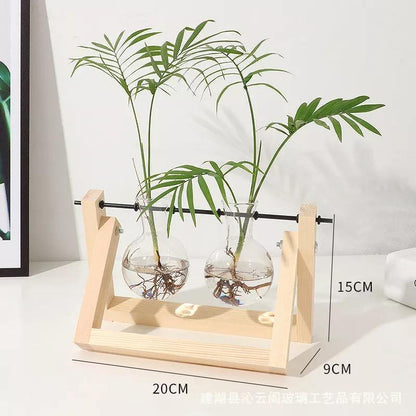 Propagatievaas - GlassNest - Houten Stand - Decoratieve Plantenhouder