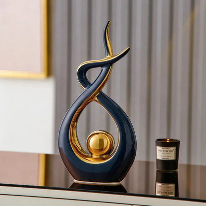 Kunst Sculptuur - LuxeForm - Abstract Ontwerp - Gouden Accenten