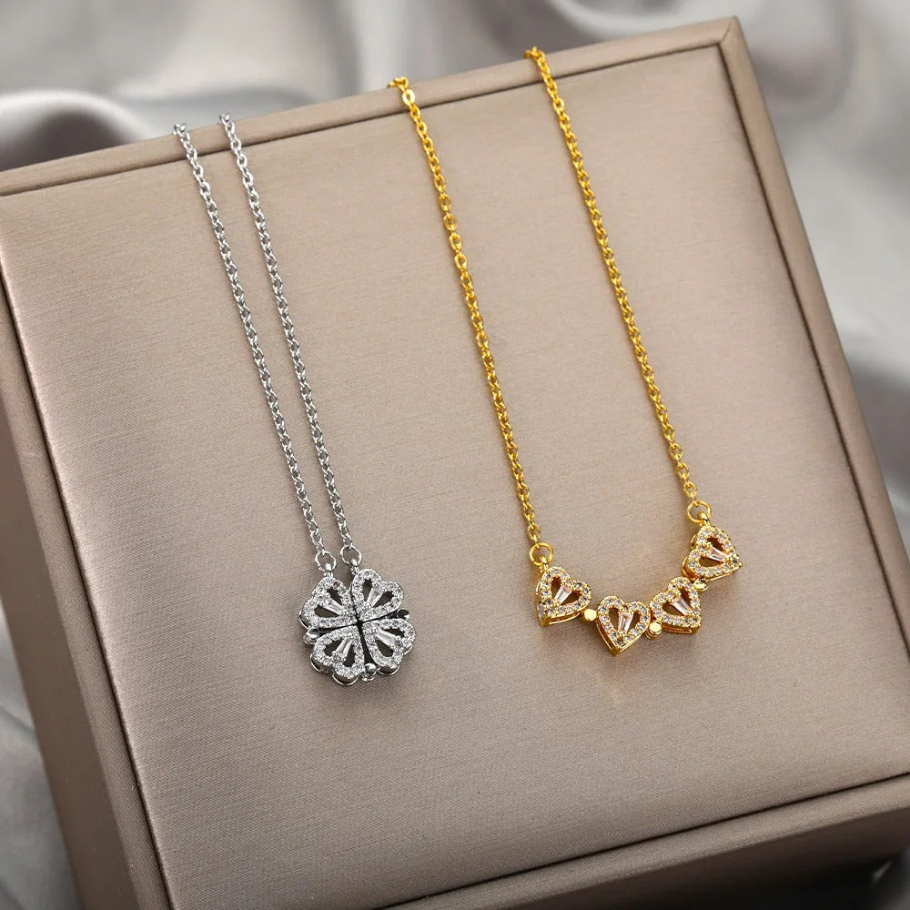 Hartketting - LoveCharm - Geluks Klavertje - Sprankelende Zirkonen