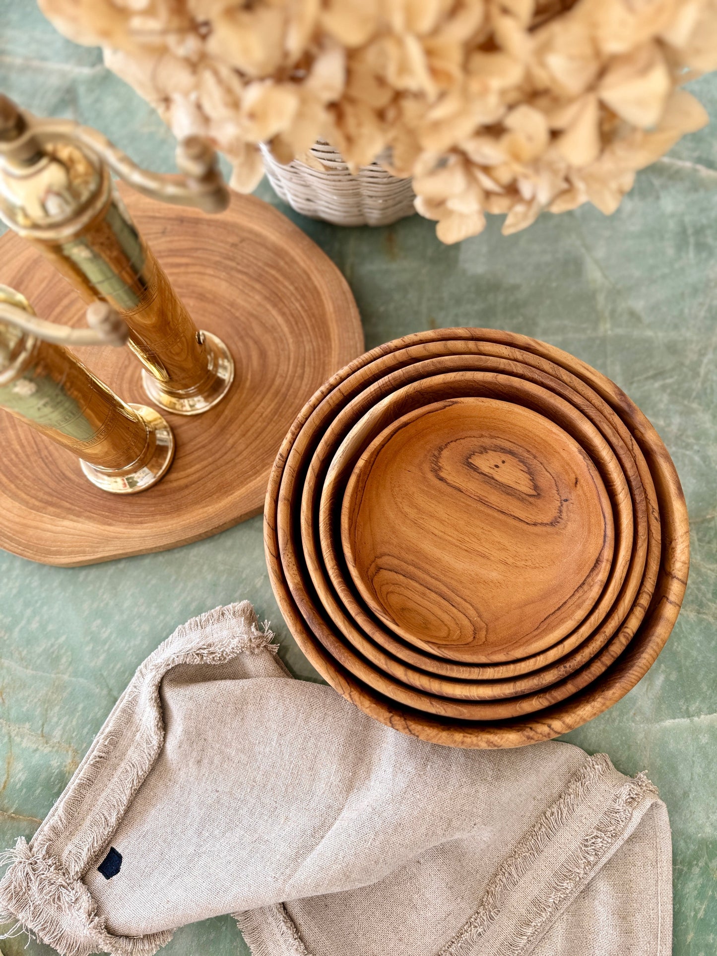 Teak Kom Set - WoodCraft - Handgemaakt Ontwerp - Nesting Stijl
