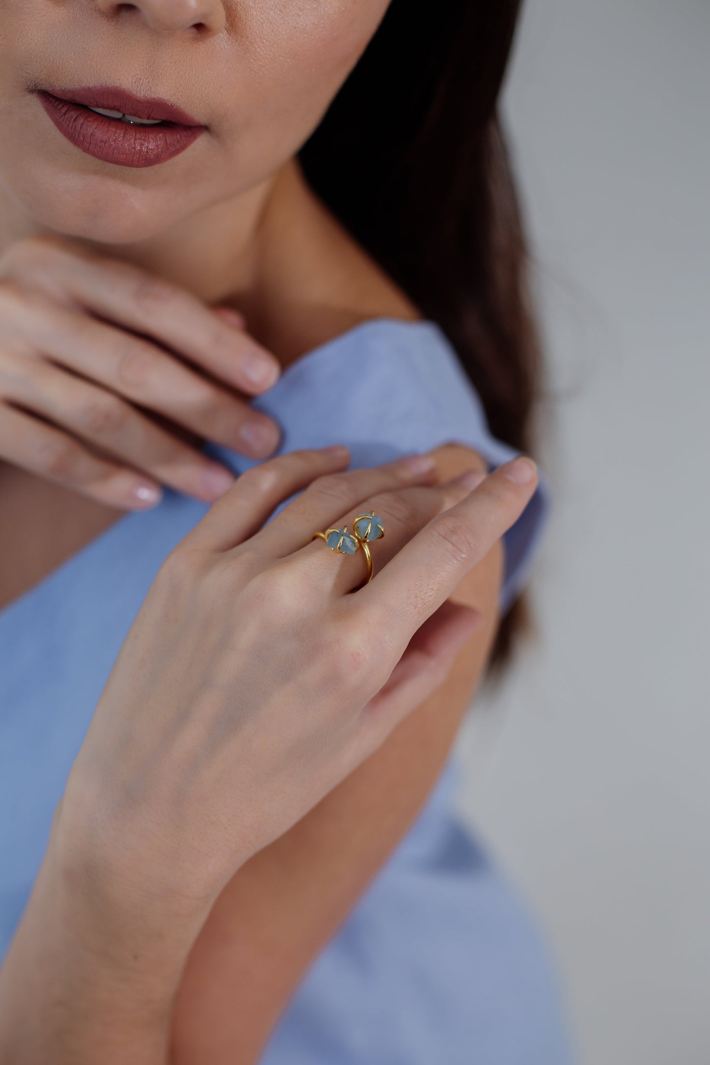 Verstelbare Ring - GemAura - Ruwe Steen - Amethist & Kwarts