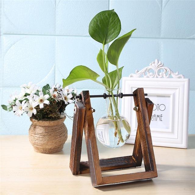 Propagatievaas - GlassNest - Houten Stand - Decoratieve Plantenhouder