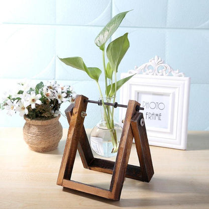 Propagatievaas - GlassNest - Houten Stand - Decoratieve Plantenhouder