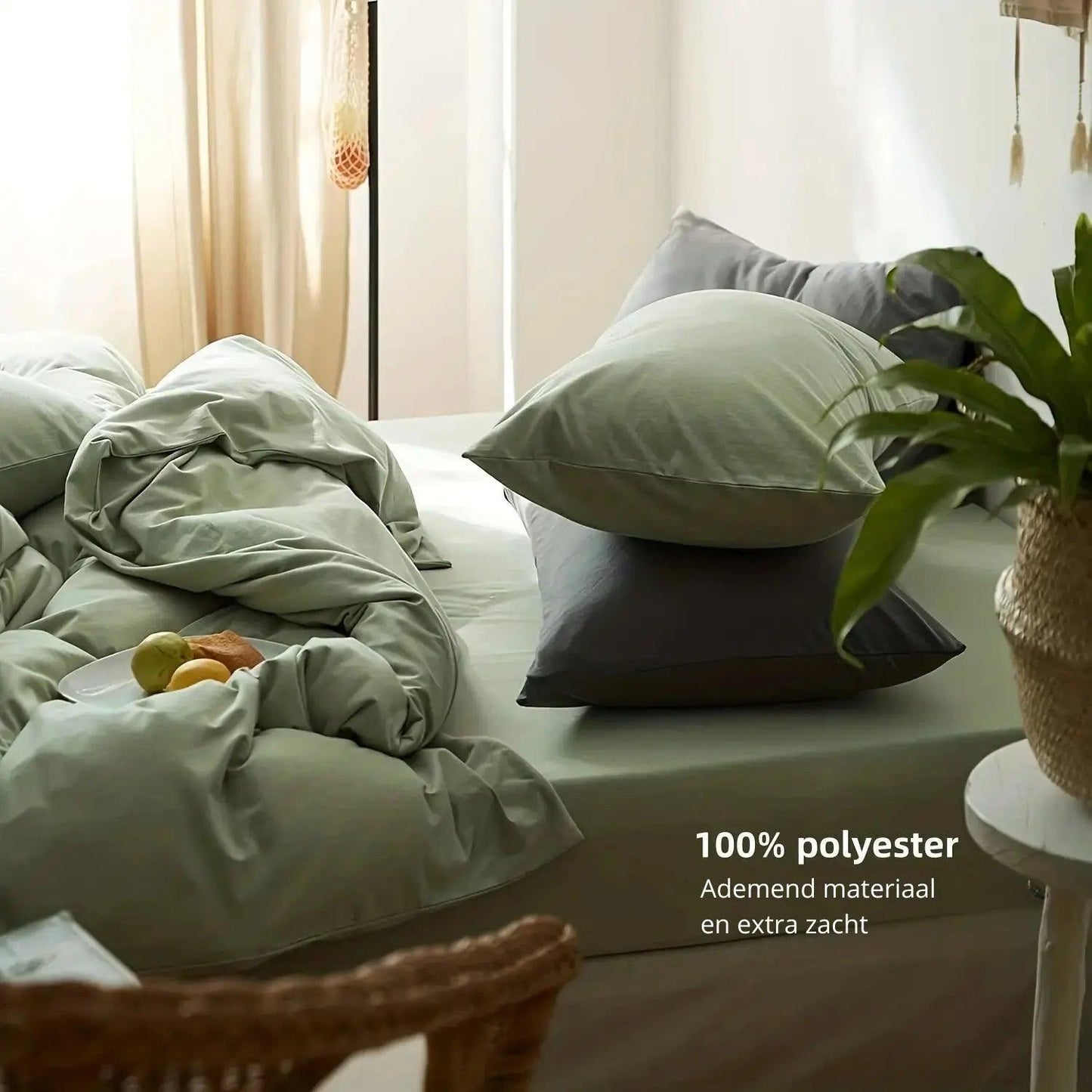 Dekbedovertrekset - DreamSoft - Lichtgroen - Minimalistisch Design