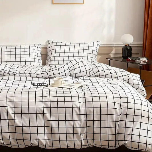 Dekbedovertrek Set - CozyNest - Ruitjespatroon - Ademend Comfort