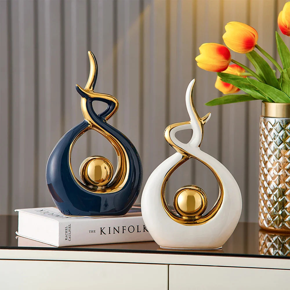 Kunst Sculptuur - LuxeForm - Abstract Ontwerp - Gouden Accenten